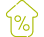 Ícone de uma casa com um símbolo de porcentagem no meio